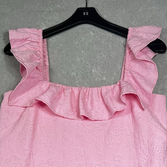 Lilly Pulitzer Zoya Ruffled Romper Womens Size 4 Pink Ruffle Sleeveless - Picture 2 of 15